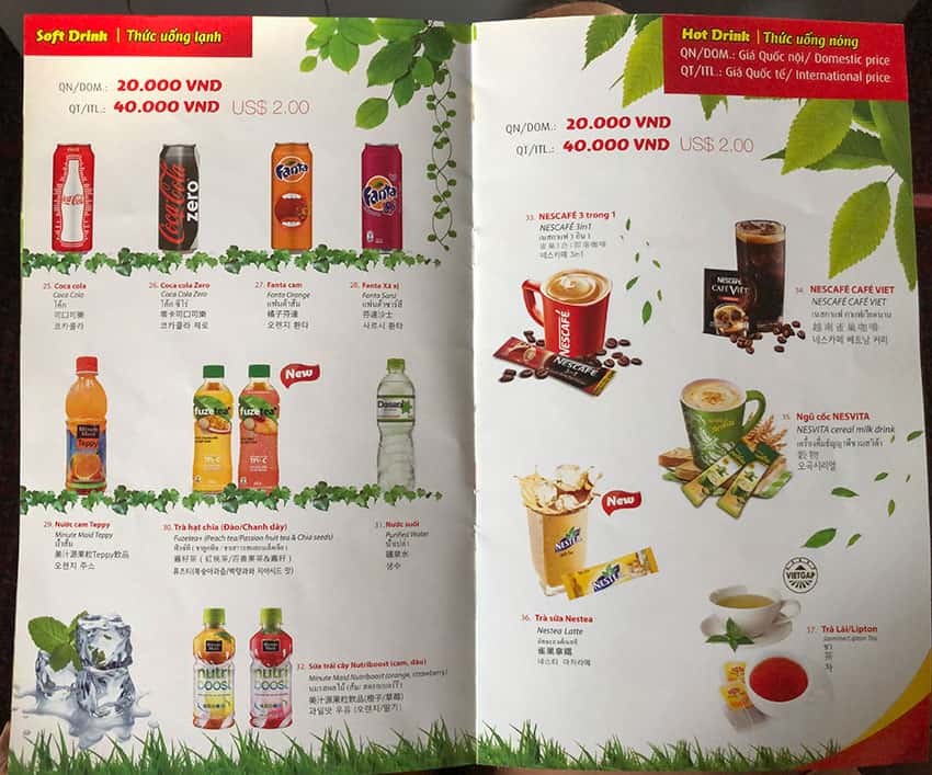 VietJet Air Beverage Selection