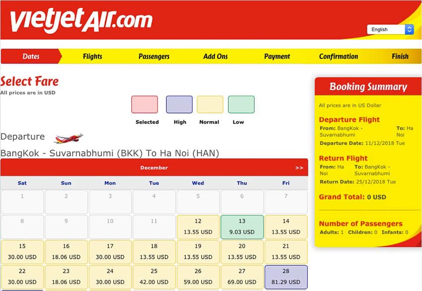 VietJet Air Lowest Fares Window