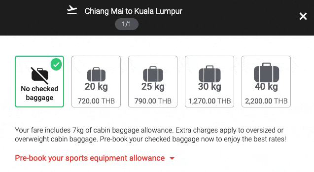 air asia international flight baggage allowance