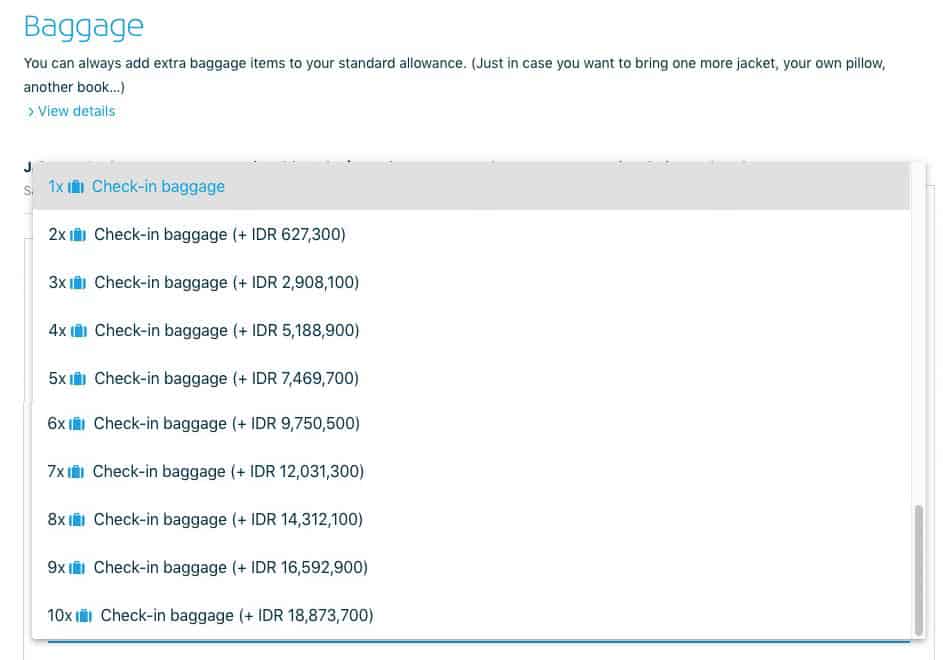 klm add baggage