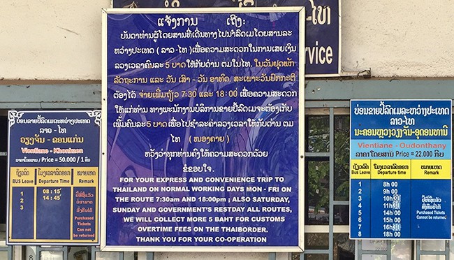 Bus Vientiane to Udon Thani and Bangkok