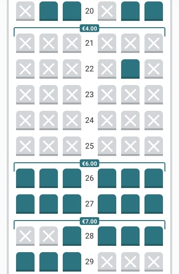 Lauda- Seat-selection row 20-29